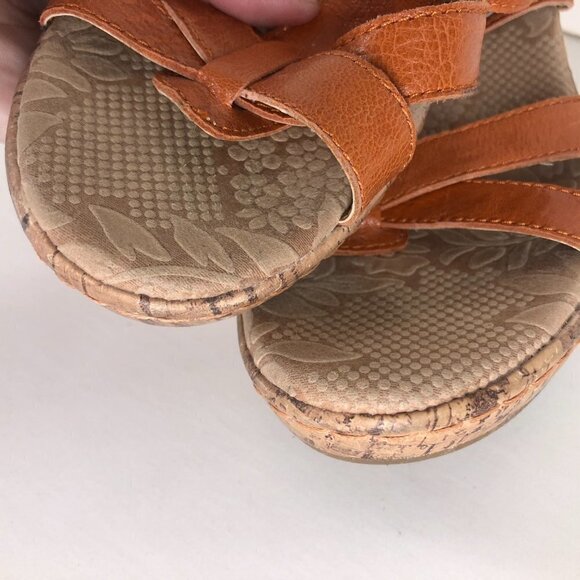 BOC Born Concept Orange Leather Slip On Cork Wedge Sandals Sz 39 - Picture 9 of 12